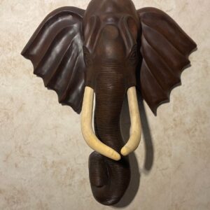 Elephant Head, Hardwood Wall Decoration (Size: 60*60*23 cm)